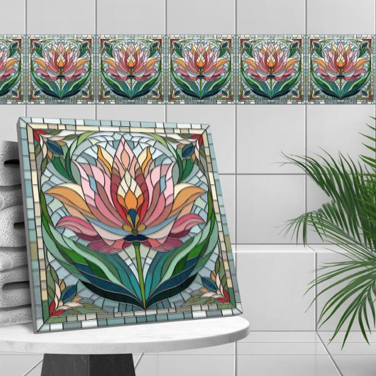 Carreau Mosaïque de verre tulipe