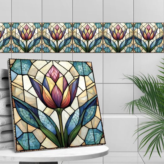 Carreau Mosaïque de verre tulipe