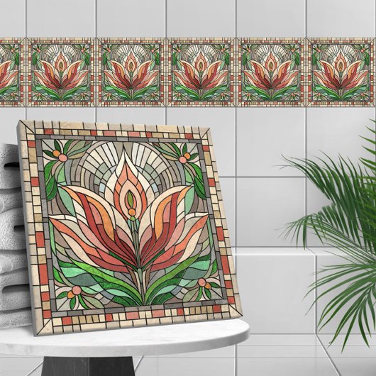 Carreau Mosaïque de verre tulipe