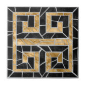 Carreau Mosaïque en mosaïque grecque Noir et or (Devant)