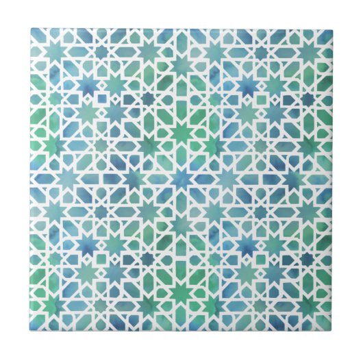 Carreau Mosaïque espagnole d'aquarelle (Devant)