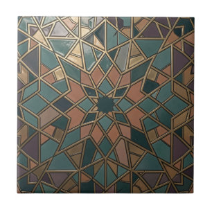 Carreau Mosaïque étoilée géométrique dorée complexe