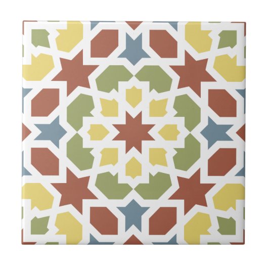 Carreau Mosaïque géométrique d'arabesques du Maroc (Devant)