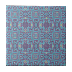 Carreau mosaïque géométrique marocaine turquoise violet