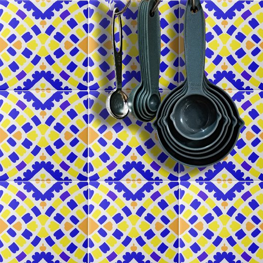 Carreau Mosaïque géométrique Motif bleu orange jaune