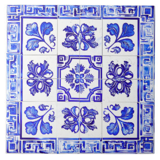 Carreau Mosaïque grecque : Cobalt et blanc