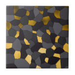 Carreau Mosaïque grise et noire d'or élégant élégant<br><div class="desc">Combinaison moderne d'or,  de noir et de gris de faux.</div>