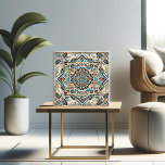 Carreau Mosaïque majestueuse : conception complexe de carr<br><div class="desc">Ce magnifique carrelage présente une symphonie de motifs géométriques, mariant l'art traditionnel à la précision moderne. Chaque segment de la conception est un témoignage de l'artisanat, présentant une palette vibrante de bleus, rouges et de tons de terre, entrelacés de motifs floraux délicats et de lignes angulaires. Idéal pour ajouter une...</div>