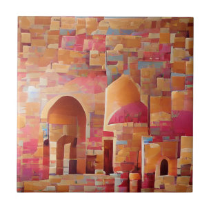 Carreau Mosaïque marocaine Arches roses d'or art géométriq