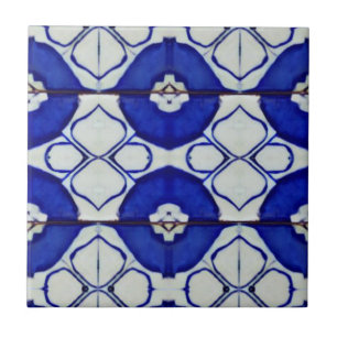 Carreau Mosaïque marocaine bleu blanc décoratif géométriqu