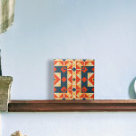 Carreau Mosaïque marocaine Bohème Géométrique Rouge Bleu O<br><div class="desc">Décor moderne de carreaux décoratifs avec un motif sans couture de formes géométriques en rouge,  bleu foncé,  orange et jaune.</div>