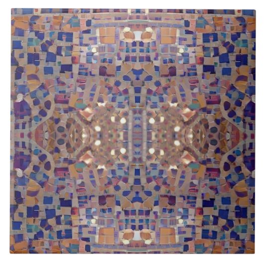 Carreau Mosaïque marocaine design d'inspiration bleu beige (Devant)
