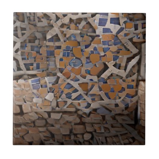 Carreau Mosaïque marocaine marron brique bleue design géom (Devant)