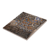 Carreau Mosaïque marocaine marron brique bleue design géom (Côté)