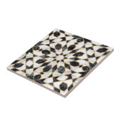 Carreau Mosaïque marocaine noire et Marbre blanc   (Côté)