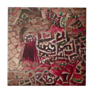 Carreau mosaïque marocaine or rouge mort art géométrique
