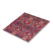 Carreau mosaïque marocaine rouge violet turquoise art géom (Côté)