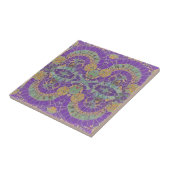 Carreau mosaïque marocaine violet or turquoise géométrique (Côté)