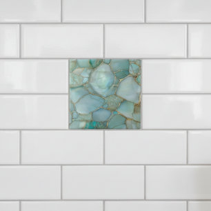 Carreau Mosaïque Or Agate Aqua Côtière