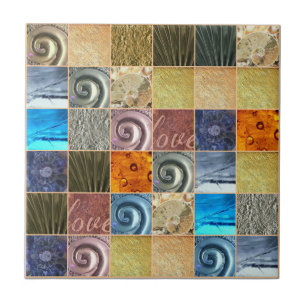 Carreau Mosaïque rose d'amour en métal de bronze d'argen