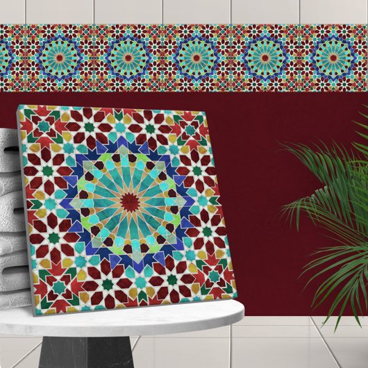Carreau Mosaïque traditionnelle marocaine colorée