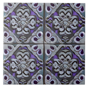 Carreau Mosaïque Turquoise et violette noire
