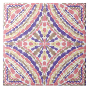 Carreau Mosaïques rose pourpre méditerranéenne peintes à l