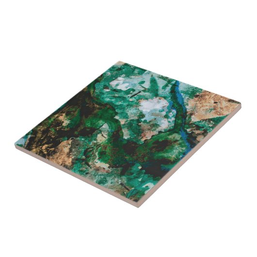 Carreau Moss Agate Green Crystal Geode Abstract (Côté)