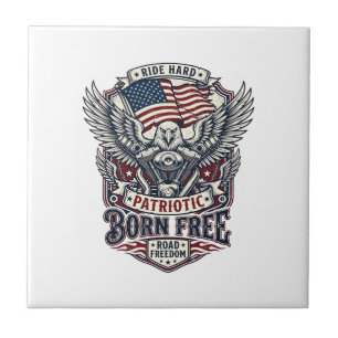 Carreau Moteur Aigle Patriotique Biker Route Liberté Patri