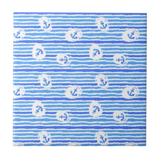 Carreau Motif 1 d'Ancre d'aquarelle (Devant)
