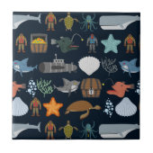 Carreau Motif 1 d'habitants d'océan (Devant)