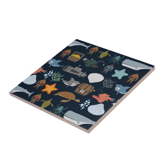 Carreau Motif 1 d'habitants d'océan (Côté)