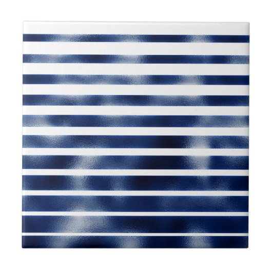 Carreau motif à bandes bleues de la marine (Devant)