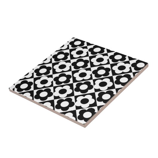 Carreau Motif à bille en diamant noir et blanc (Côté)