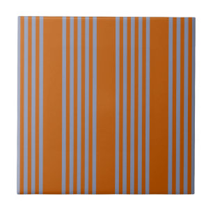 Carreau Motif à cinq bandes bleu-gris et orange brûlé
