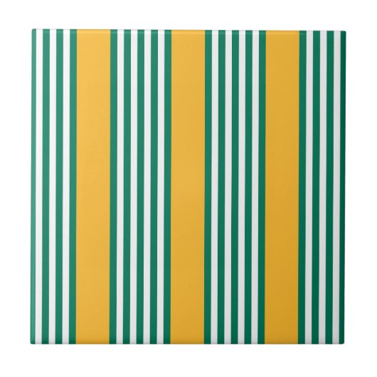 Carreau Motif à cinq bandes vert et blanc avec jaune (Devant)