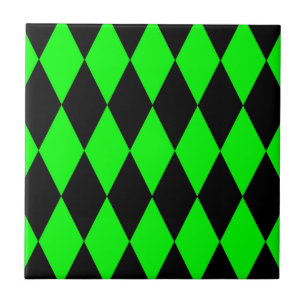 Carreau Motif à damier diamants Harlequin noir vert