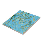 Carreau motif à feuilles de jungle tropicale aqua tropical (Côté)