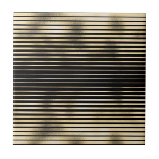 Carreau motif à feuilles métalliques à minces rayures noir (Devant)