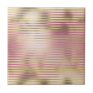 Carreau motif à feuilles métalliques de rose rousse dor