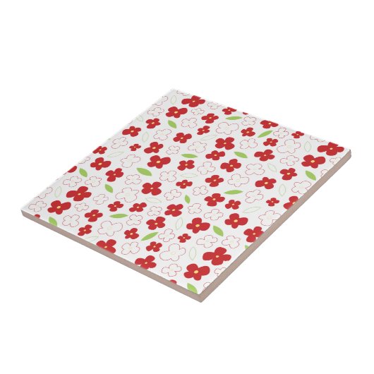 Carreau Motif à fleurs blanches et rouges (Côté)