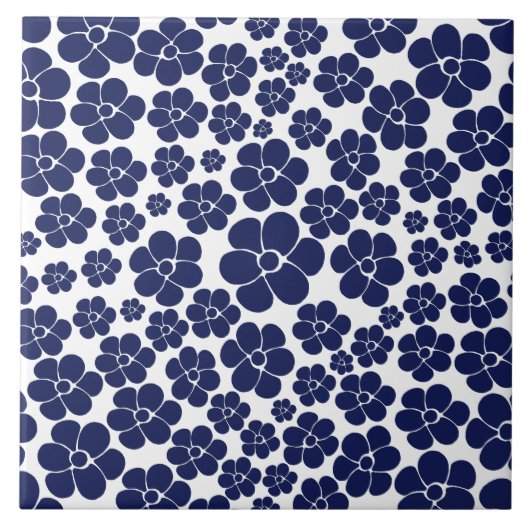 Carreau Motif à fleurs - Bleu et Blanc (Devant)
