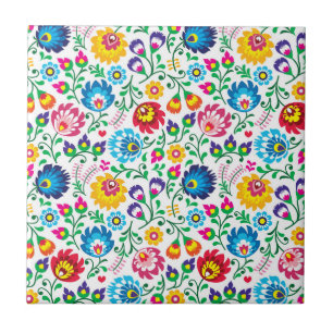 Carreau Motif à fleurs d'art populaire 2