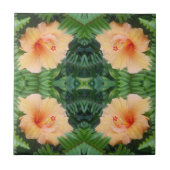 Carreau Motif à fleurs d'Hibiscus orange (Devant)