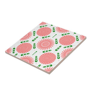 Carreau motif à fleurs roses