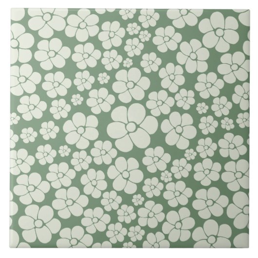 Carreau Motif à fleurs - Vert (Devant)