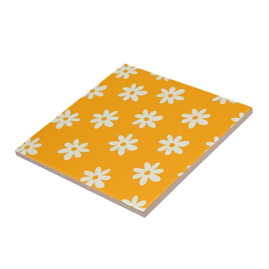 Carreau Motif à fleurs Yellow White Retro (Côté)