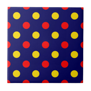 Carreau Motif à pois bleu marine rouge jaune