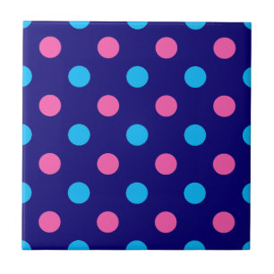 Carreau Motif à pois bleu rose cyan