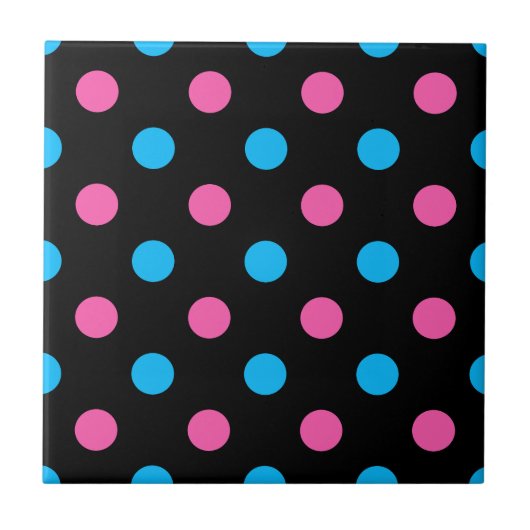 Carreau Motif à pois bleu rose noir (Devant)